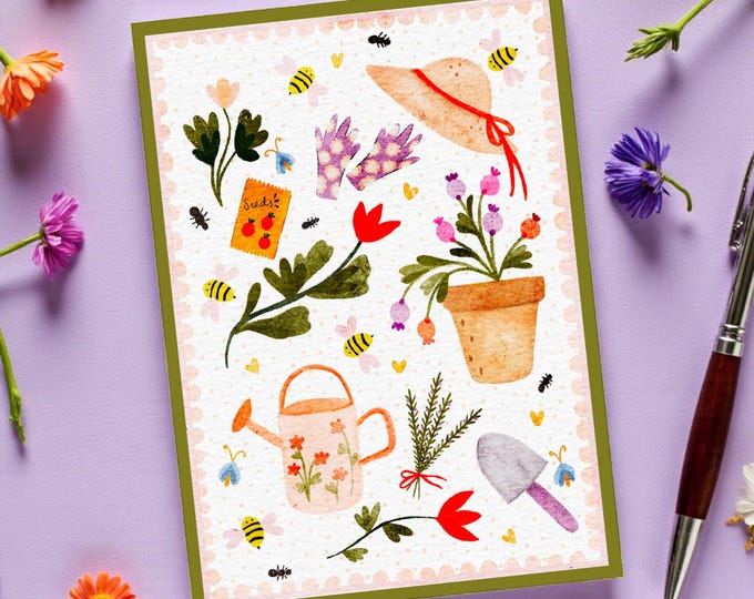 Gardener’s Notecard Set: Single or Set of 10 Notelets, Notecards, Postcards