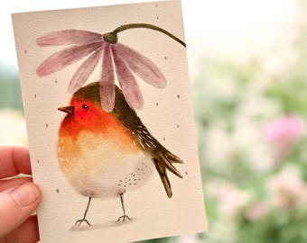 Sweet Little Bird Notecards: Single or 10 Notelets, Notecards, Postcards