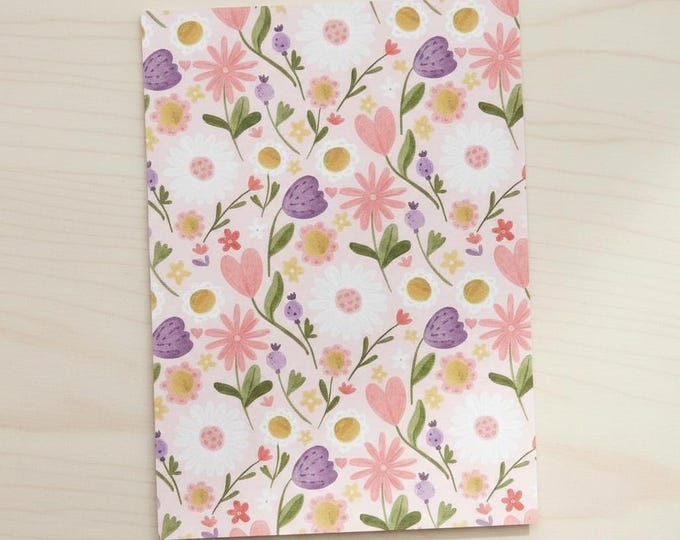Floral Patterned Notecards: Single or 10 Notelets, Notecards, Postcards