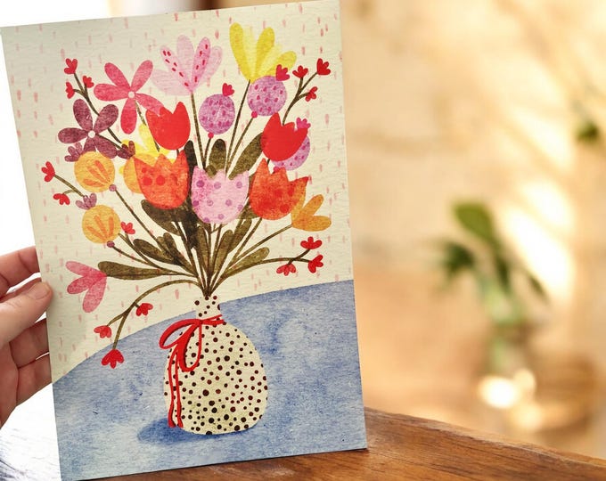 Featured listing image: A4 Artist Print: Vibrant Bunch of Flowers