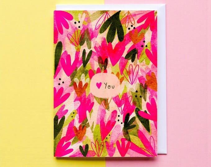 Love You! Illustrated Greeting Card: A6, incl. white envelope