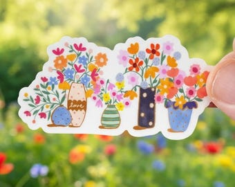 Flower Vases and Pots Vinyl Sticker: Permanent Decal