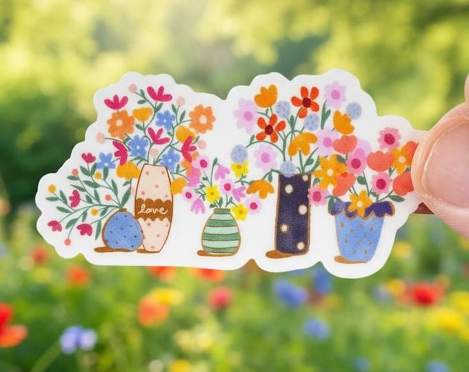 Flower Vases and Pots Vinyl Sticker: Permanent Decal