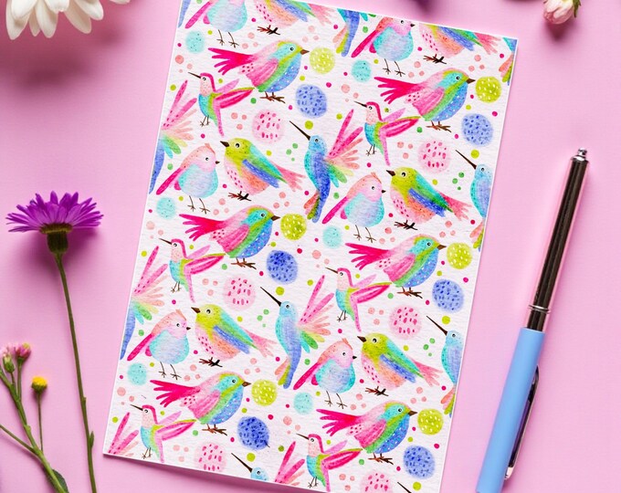 Sweet Birds Notecards: Single or 10 Notelets, Notecards, Postcards