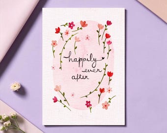 Illustrated Engagement or Wedding Card: Happily Ever After