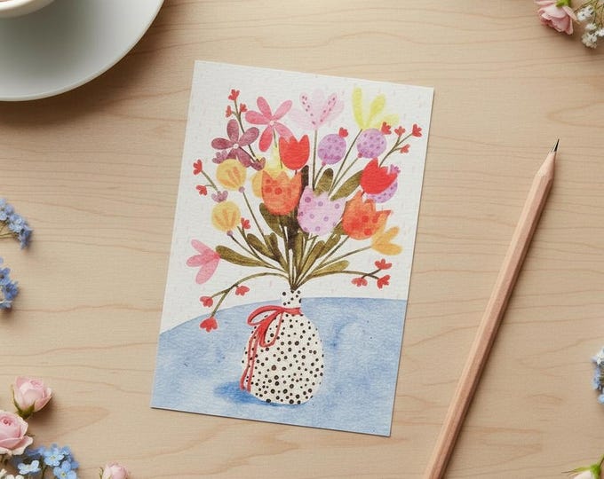 Bright Bouquet Notecards: Single or 10 Notelets, Notecards, Postcards