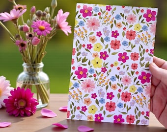Handmade A5 Blank Notebook / Journal – “Little Flowers” Pattern