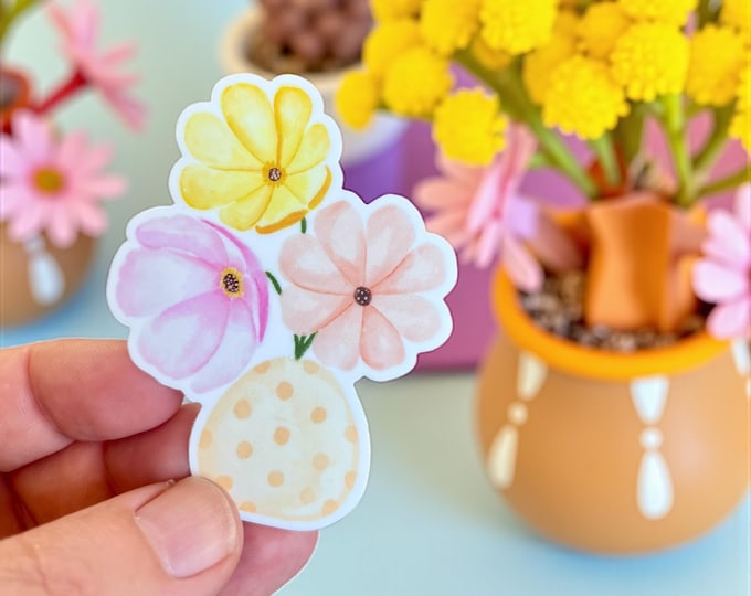 Flower Vase Vinyl Sticker: Permanent Decal