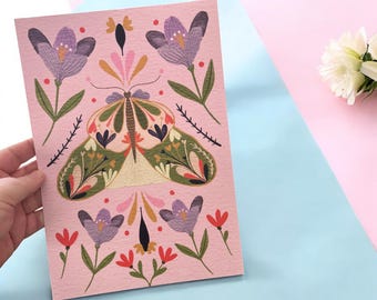 A4 Artist Print: Green Moth