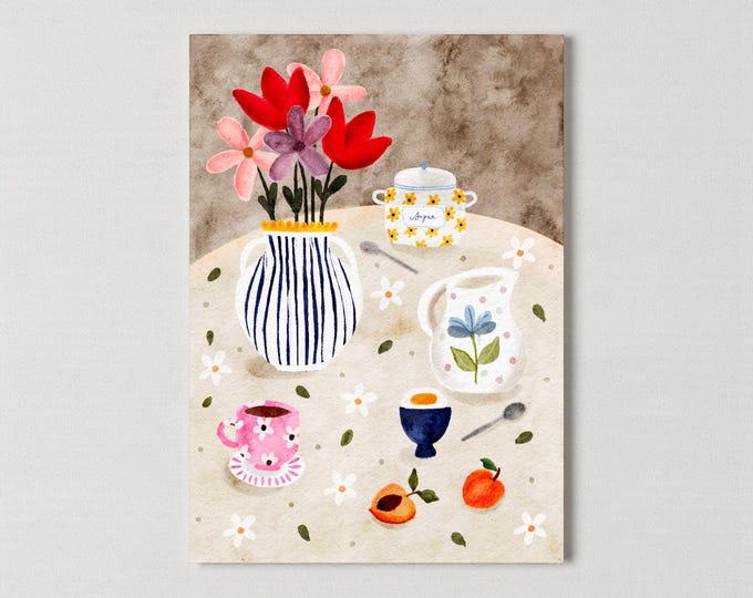 Art Print: Still Life Illustration, A5, Wall Decor