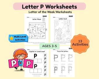 Letter of the Week P Worksheets for Preschool Curriculum , Alphabet Activities ,ABC Coloring Book ,Uppercase Lowercase | Printable