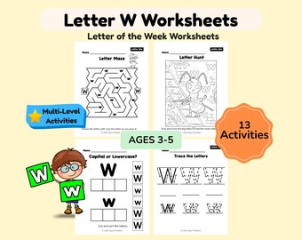 Letter of the Week W Worksheets for Preschool Curriculum , Alphabet Activities ,ABC Coloring Book ,Uppercase Lowercase | Printable