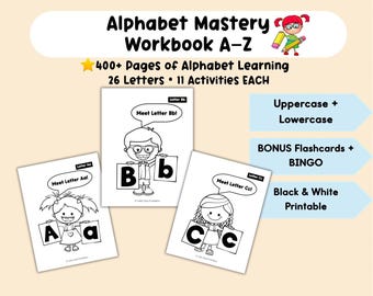 Alphabet for Preschool & Kindergarten Curriculum |  Tracing Worksheets | Handwriting Practice | Letter Recognition | Uppercase Lowercase