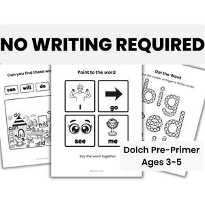 Dolch Pre-Primer Sight Words for Preschool (Ages 3–5) | No Writing Required | Parent-Led Reading Activities