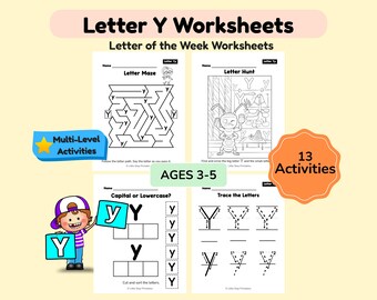 Letter of the Week Y Worksheets for Preschool Curriculum , Alphabet Activities ,ABC Coloring Book ,Uppercase Lowercase | Printable