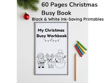 Christmas Toddler Busy Book | 60 Pages, Coloring, Tracing (PDF Pattern)