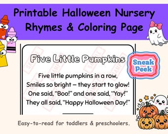 Halloween Nursery Rhymes & Coloring Pages | Toddler Learning (PDF)