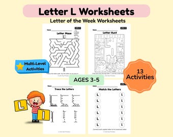 Letter of the Week L Worksheets for Preschool Curriculum , Alphabet Activities ,ABC Coloring Book ,Uppercase Lowercase | Printable
