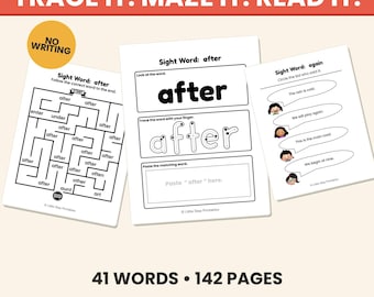 First Grade Sight Words Activity Pack | Dolch Trace, Maze & Reading Worksheets | No Writing Printable Homeschool PDF