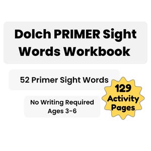 Dolch Primer Sight Words Workbook | High-frequency Words | Instant Download | Ages 3–6