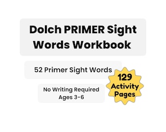 Dolch Primer Sight Words Workbook | High-frequency Words | Instant Download | Ages 3–6