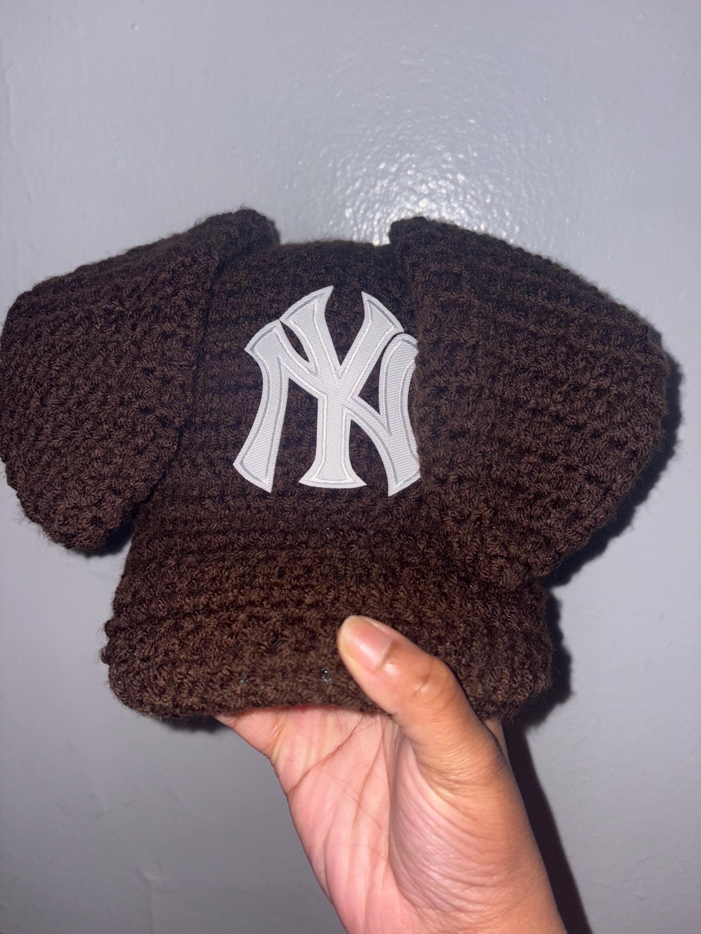 NEW “NY” custom Sherpa Rhinestone Logo Ponytail baseball cap w/ satin lining Brown Trucker Hat Women - Etsy main image 4