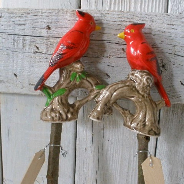 Plant stakes garden markers vintage birds