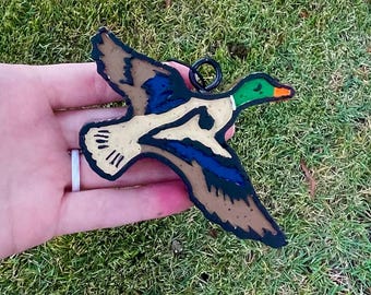 Aromatizador de carro com pato-real pintado à mão | Decoração com tema de vida selvagem | Presente para ele | Presente para caçador