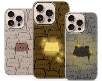 Cute Cartoon Cat Phone Case Funny Kittens Cover For iPhone 17 Pro Max 16a 15 14 13 12 11 8 7 Samsung S25fe S24fe A56 Pixel 10 XL 9a 8