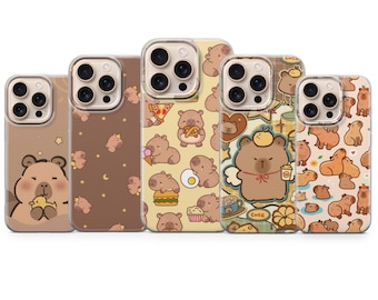 Cute Capybara Phone Case Cozy Aesthetic Animal Cover For iPhone 17 Pro Max 16a 15 14 13 12 11 7 8 Samsung S25fe S24fe A56 Pixel 10 XL 9a 8 7