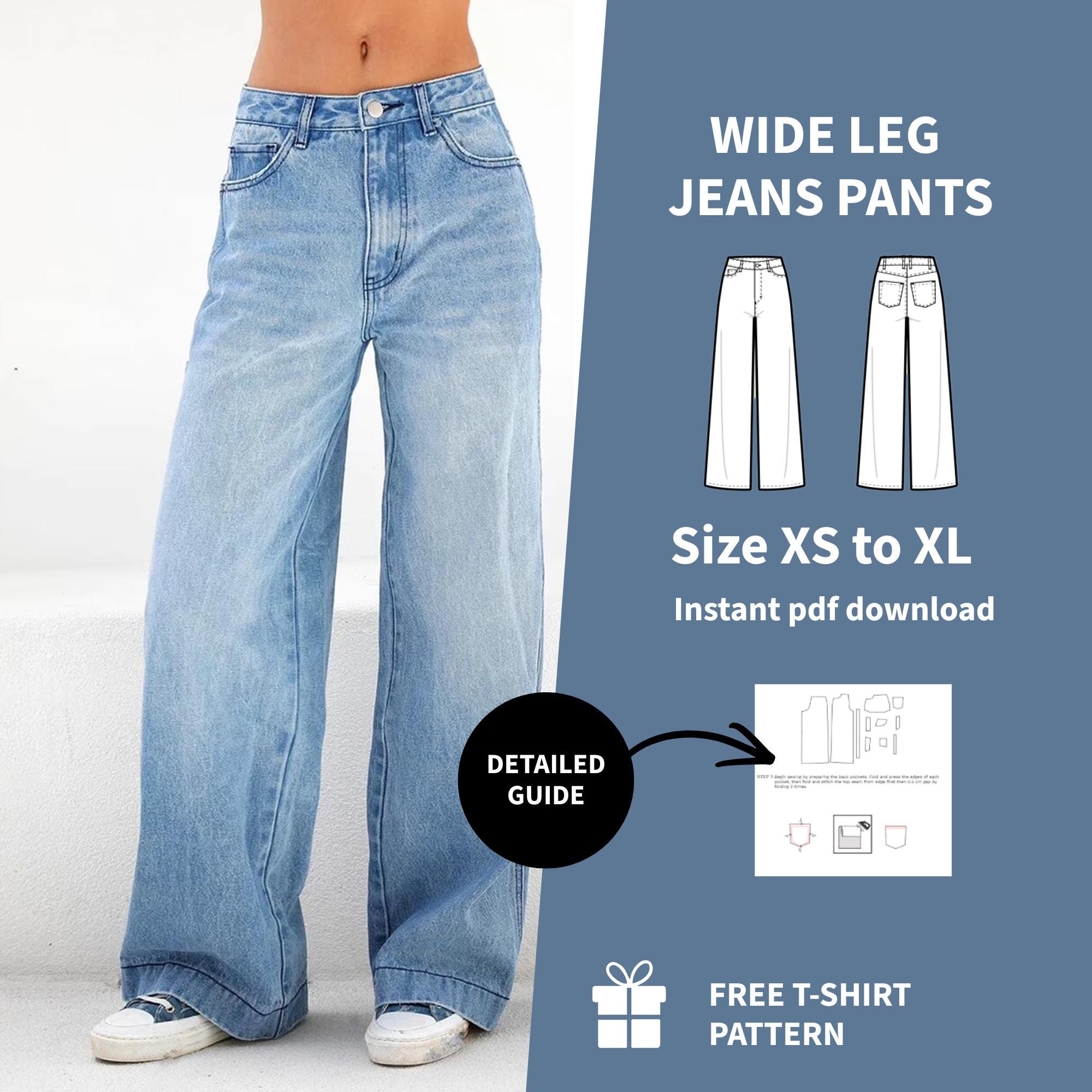 Wide Leg Trouser Sewing Pattern PDF | High Waist Pants Women | Sizes XS ...
