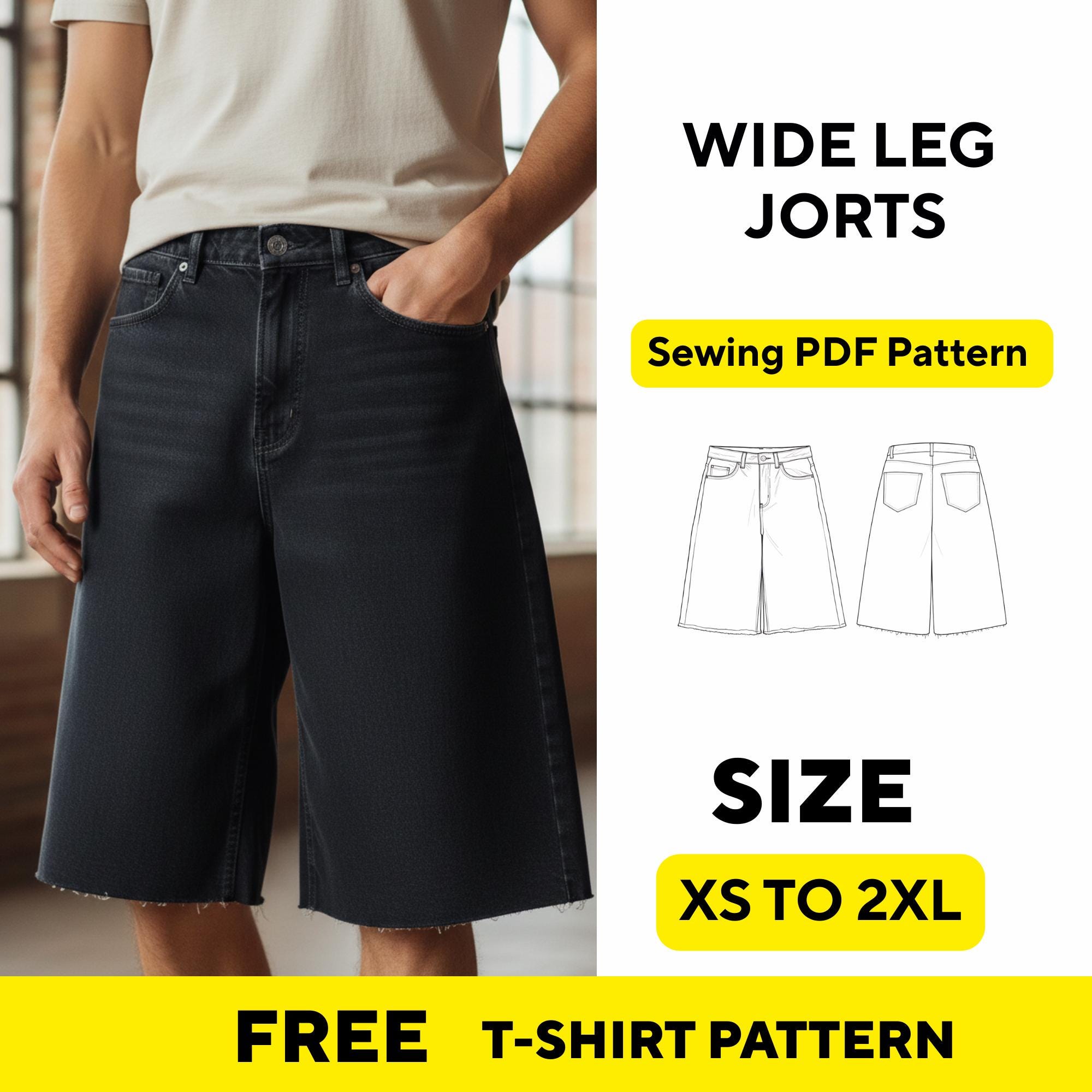 Wide Leg Jorts Sewing Pattern | Baggy Denim Shorts PDF, Streetwear DIY ...