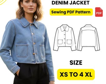 Cropped Jeans Jacke Schnittmuster | Taillierte Jeansjacke, XS-XL (PDF)