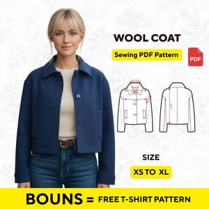 Kurze Wolljacke Schnittmuster | Boxy Fit, XS-XL (PDF Schnittmuster)