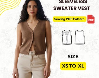 Sweater Vest Sewing Pattern | Cozy Knit Top (PDF Digital Download)