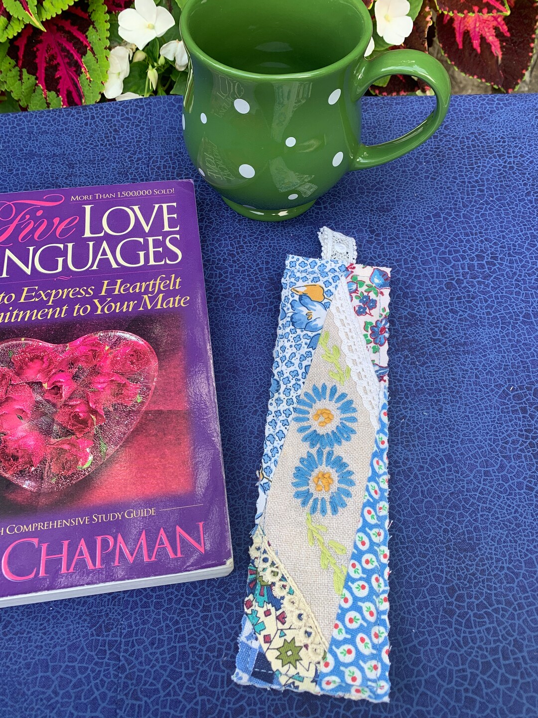 Bookmark Made With Vintage Hand Embroidery Feed Sack Fabric Lace Rick ...