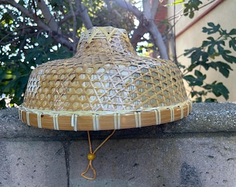 Bamboo Woven Straw Asian Sun Hat Traditional Chinese Farmer's Cap