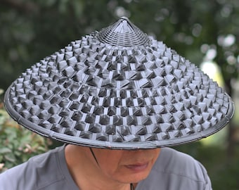 STOBOK Bamboehoed Japan Samurai Hoed Bamboe Hoed Cosplay Ridder Zwarte Hoed Vietnamese Japanse Kuli Strobamboe Kegelhoed Voor Tuinboeren Vissen