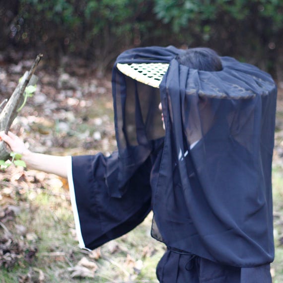 Chinese Ancient Chivalrous Heroine Bamboo Hat With Cover Face Veil