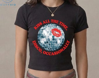 Harry Styles Album Baby T-Shirt, HS4 Styles Disco Ball Grafik Crop Tops, Konzertästhetik Outfit, Kiss All Time. Hochwertiges Vintage T-Shirt