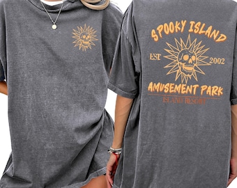 Spooky Island Amusement Park Sweatshirt, Vintage Halloween Sweatshirt, Halloween Gift, Retro Halloween Disco Skull Tee, Trendy Spooky Shirt