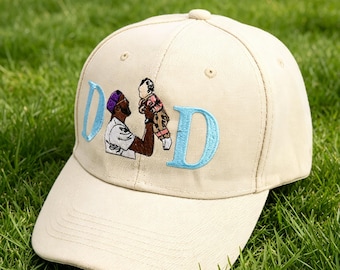 Custom Photo Embroidered Dad Hat, Personalized Father Portrait Baseball Cap