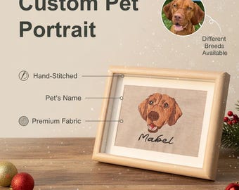 Custom Dog Portrait Photo Frame, Embroidered Personalized Dog Frame With Photo & Name, Gift For Dog Owners, Gift Pet Lovers Christmas