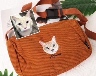 Custom Pet Portrait Belt Bag: Embroidered Dog or Cat Memorial Gift