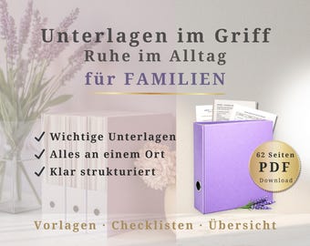 Family Document Organization System | 62 Pages Printable PDF with Checklists | Kids Paperwork Organizer | Home File Binder