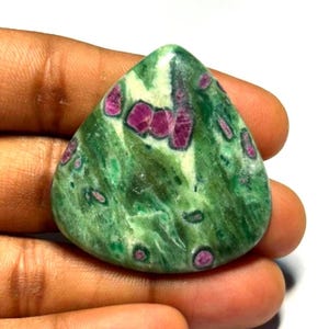 Rare AAA Ruby Fuchsite Cabochon, Natural Ruby Fuchsite Gemstone, Designer Pear Stone, Jewelry Making Cabochon 41X39X5MM, 75 CT