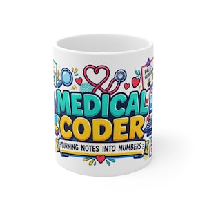 Caneca para Codificador Médico | Ilustração de Codificação Médica, Caneca de Café para Escritório na Área da Saúde