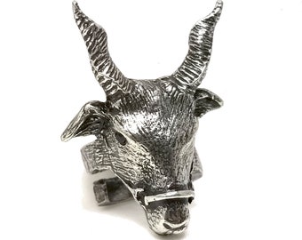 Goat Ring. Large Goat Ring. Goat. Dark Lord. Wiccan. Pagan. Witchy. Gothic. Goth