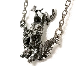 Jackalope with Gardener's Skull Necklace. Jackalope. Rabbit. Bunny. Hare. Antlers. Horns. Mystical. Mythological Creatures. Fmn