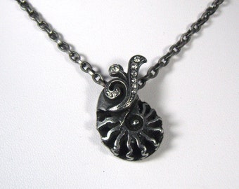 Ammonite Fossil Necklace.  Fossil Necklace. Sealife. DSLN